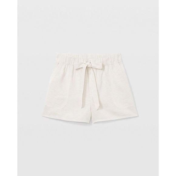 NWT Club Monaco Striped Linen Blend Belted Pull-on Shorts Khaki size 10 $129 - Picture 3 of 11